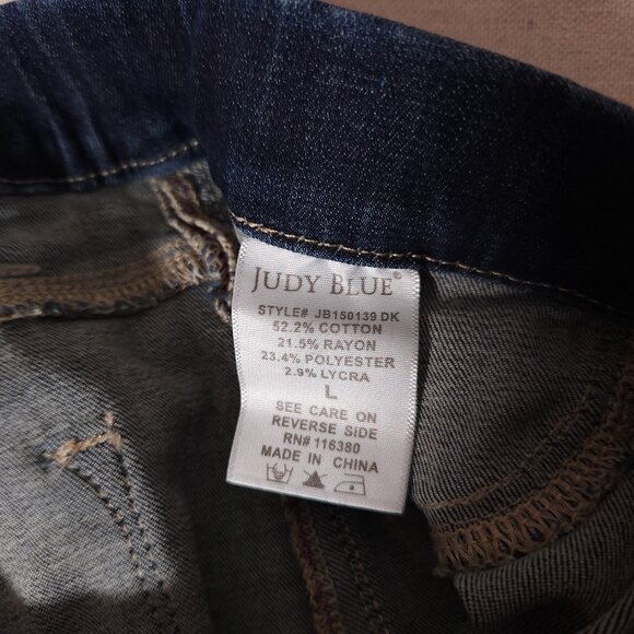 Judy Blue Denim Pull On Shorts Womens Size Large Cuffed Short Pants Jeans - Picture 10 of 12